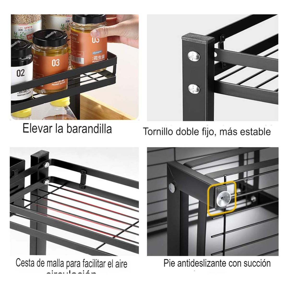 Mini Organizador Doble de Acero con Estante Ajustable - Maximiza tu Espacio de Almacenamiento